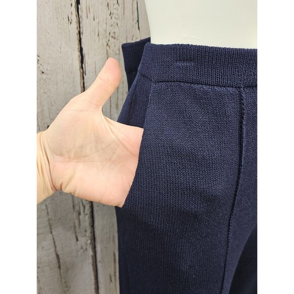 KSD‎ Women's 8 St. John Collection Navy Blue Wide Leg Pintuck Dress Pants Slacks - Picture 5 of 7